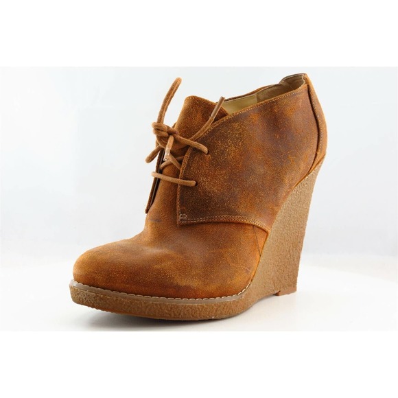 Enzo Angiolini Low Cut Boots Brown‎ Leather Lace Up Women Sz 8 - Picture 1 of 6